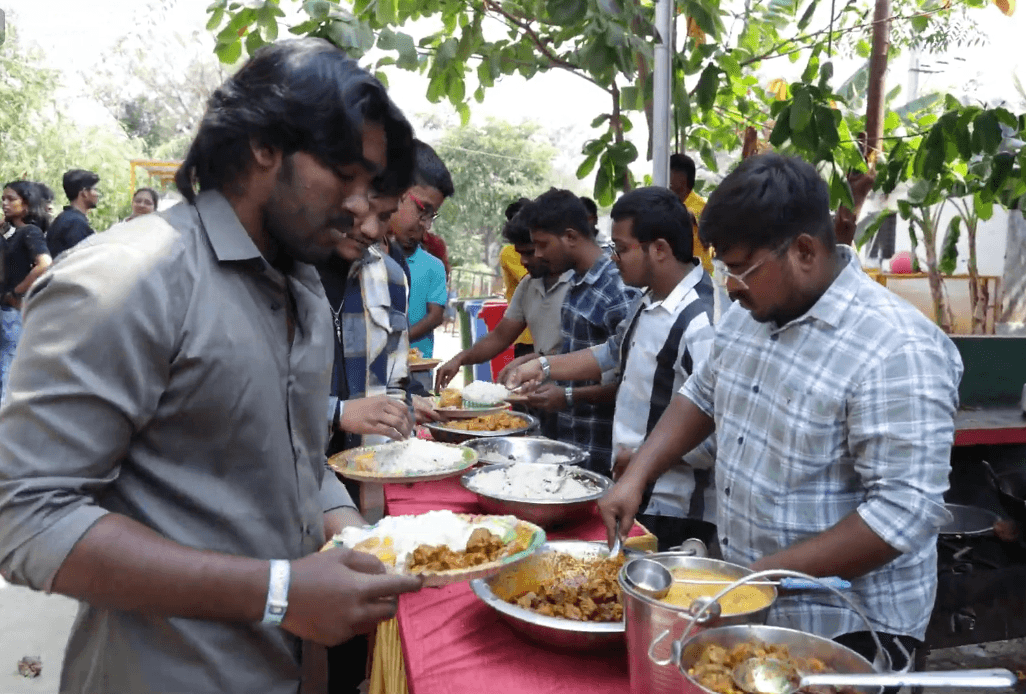 Students sharing a meal together